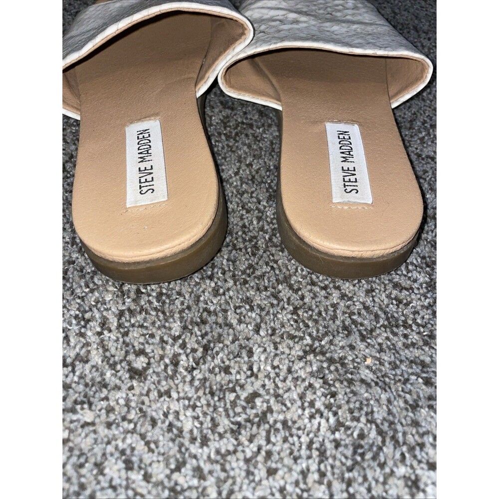 Steve Madden Karolyn Slides 7M Cream Snake Croc Embossed Aesthetic Neutral - Picture 7 of 7